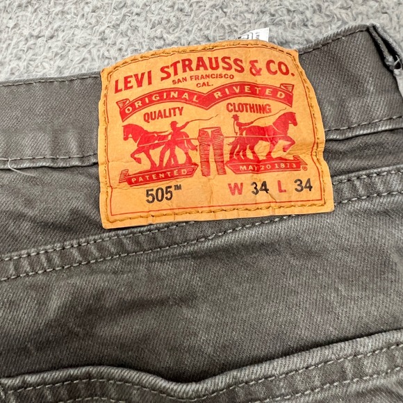 Levis 505 Jeans Mens 34x34 Gray Wash Denim Regular Fit Straight Casual - Picture 8 of 11